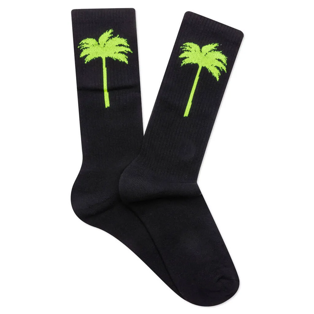 Palm Socks - Black/Yellow Fluo